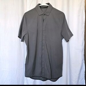 Lululemon Mens Gray botton up / Buttondown stripe Casual Shirt, See measurements